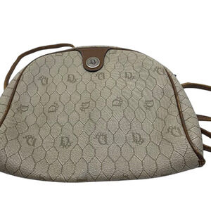 Christian Dior Honeycomb Beige Coated Canvas Crossbody Bag
